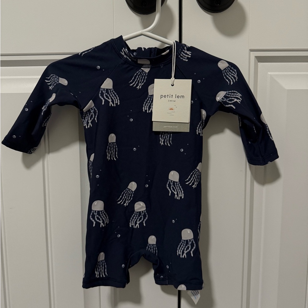 Petit Lem Navy and White Jellyfish Rashguard Swim Suit